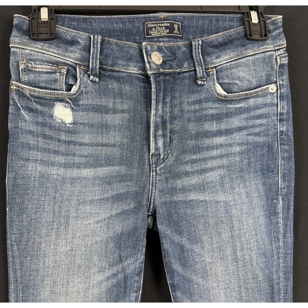 Abercrombie Harper Low Rise Skinny Boot Jeans Blue Womens Size 0s /25